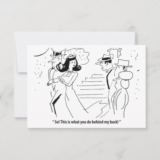 Dit is wat je achter mijn rug doet, grappig save the date (Voorkant)