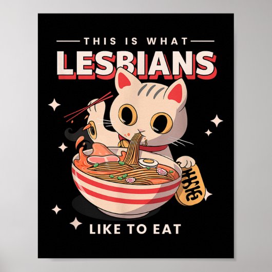 Dit is wat lesbiennes graag eten - Funny Cat Grap Poster (Voorkant)