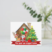 Dit jaar bleven we thuiskerstman briefkaart (Staand voorkant)