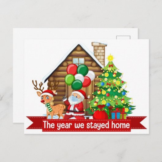 Dit jaar bleven we thuiskerstman briefkaart (Voorkant / Achterkant)