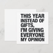 Dit jaar in plaats van een cadeautje, geef ik iede feestdagenkaart (Voorkant / Achterkant)