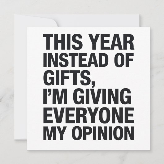 Dit jaar in plaats van een cadeautje, geef ik iede feestdagenkaart (Voorkant)