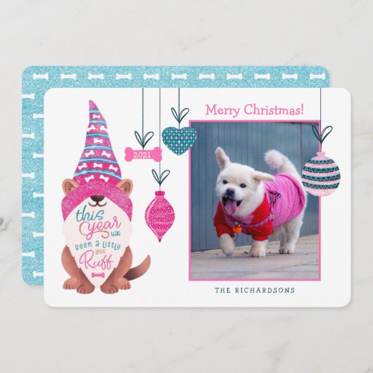 Dit jaar is de foto van Ruff Fun Gnome Dog Feestdagenkaart (Voorkant / Achterkant)