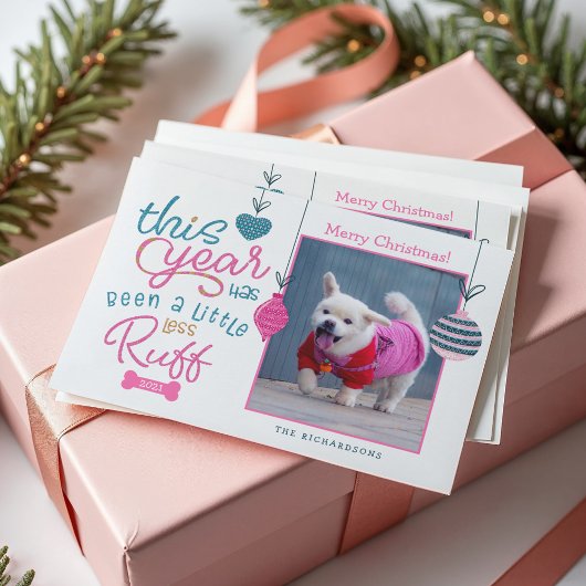 Dit jaar is er minder ruff-fun Glitter Dog-foto Feestdagenkaart