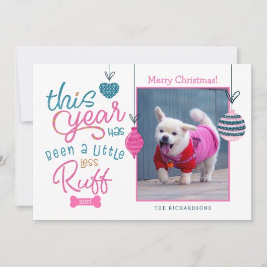 Dit jaar is er minder ruff-fun Glitter Dog-foto Feestdagenkaart (Voorkant)
