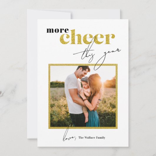 Dit jaar meer vrolijkheid Glittering ingelijste fo Feestdagenkaart (Voorkant)