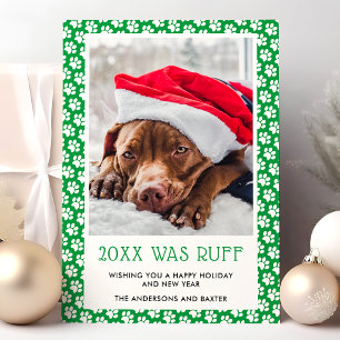 Dit jaar was ruff Groen huisdier foto kerstkaart