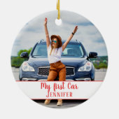 Dit jaar zuigt maar kocht een auto foto 2 zijdig keramisch ornament (Achterkant)