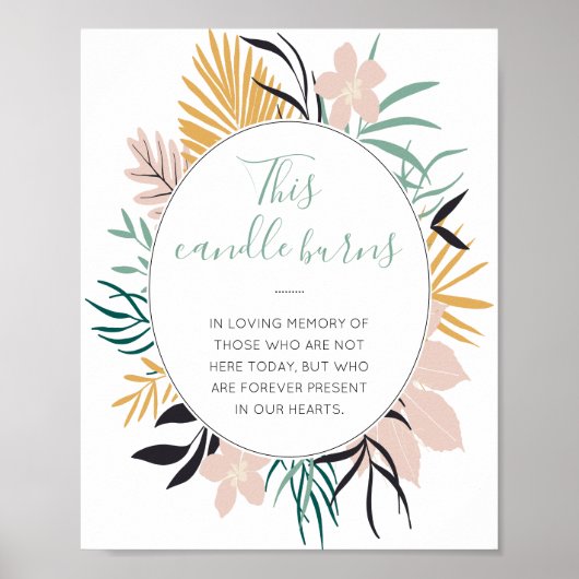 Dit kaarsje brandt tropisch herdenkingsgebaar poster (Voorkant)