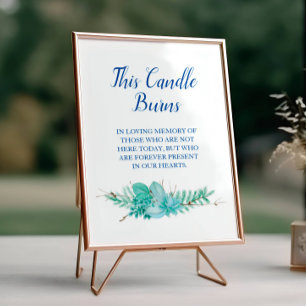 Dit kaarskaartje brandt Greenery Blue Wedding Memo Poster