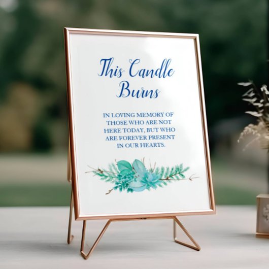 Dit kaarskaartje brandt Greenery Blue Wedding Memo Poster