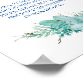 Dit kaarskaartje brandt Greenery Blue Wedding Memo Poster (Hoek)
