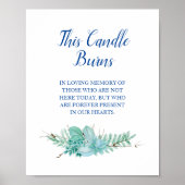 Dit kaarskaartje brandt Greenery Blue Wedding Memo Poster (Voorkant)
