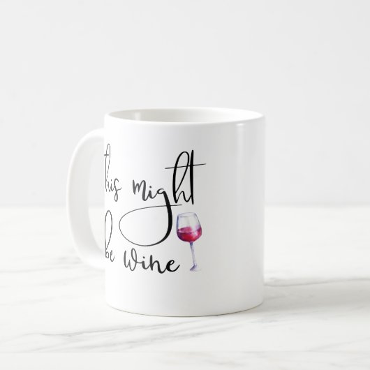 Dit kan een handgeschreven Mok met Wine Coffee zij (Voorkant links)