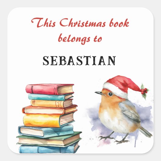 Dit kerstboek is van Naam Kinderen Vierkante Sticker (Voorkant)
