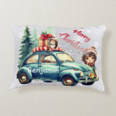 Dit Kerstmis Accent Kussen met een auto erop (Achterkant)