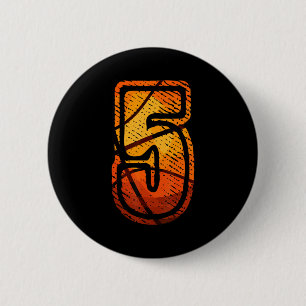 Dit kids basketbal met nummer 5 t-shirt ronde button 5,7 cm