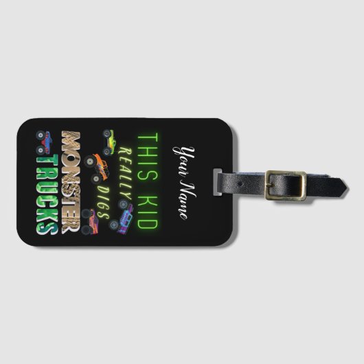 Dit Kind scoort echt Monster Trucks Bagagelabel (Voorkant (horizontaal))