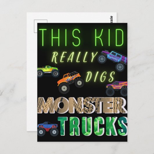 Dit Kind scoort echt Monster Trucks Briefkaart (Voorkant / Achterkant)