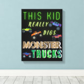 Dit Kind scoort echt Monster Trucks Canvas Afdruk (Insitu (Houten vloer))