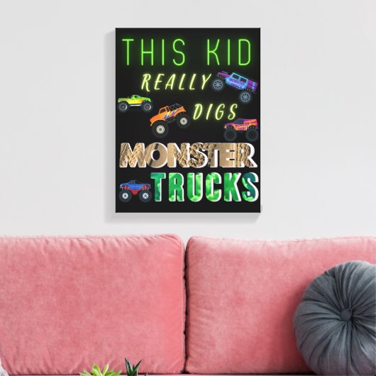 Dit Kind scoort echt Monster Trucks Canvas Afdruk (Insitu (Woonkamer))