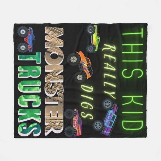 Dit Kind scoort echt Monster Trucks Fleece Deken (Voorkant (Horizontaal))