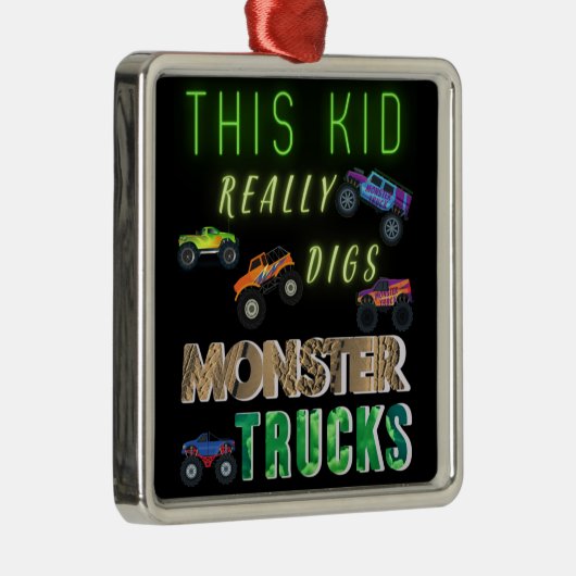 Dit Kind scoort echt Monster Trucks Metalen Ornament (Rechts)