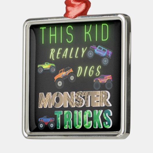 Dit Kind scoort echt Monster Trucks Metalen Ornament (Links)