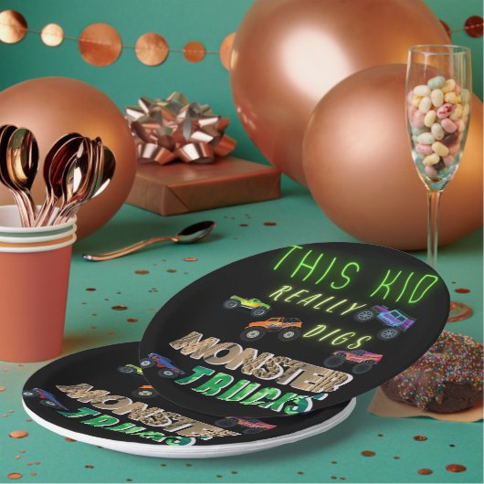 Dit Kind scoort echt Monster Trucks Papieren Bordje (Multi)