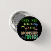 Dit Kind scoort echt Monster Trucks Ronde Button 3,2 Cm (Voorkant /achterkant)