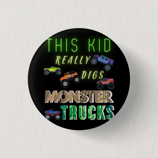 Dit Kind scoort echt Monster Trucks Ronde Button 3,2 Cm (Voorkant)