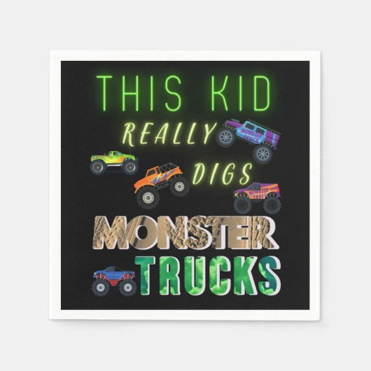 Dit Kind scoort echt Monster Trucks Servet (Voorkant)