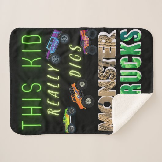 Dit Kind scoort echt Monster Trucks Sherpa Deken (Voorkant (horizontaal))