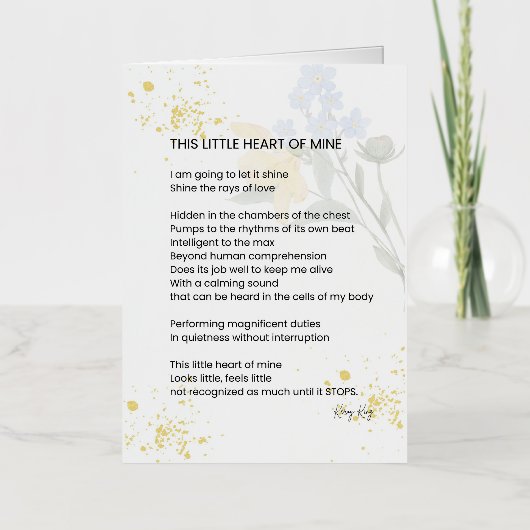 Dit kleine hartje van mij - Dankbaarheid gedicht Folie Wenskaart (Voorkant)