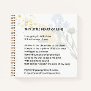 Dit kleine hartje van mij - Dankbaarheid gedicht Notitieboek