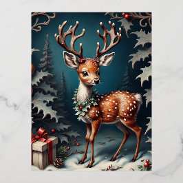 Dit kleine hertje is zo schattig en feestelijk! Ik Folie Feestdagen Briefkaart