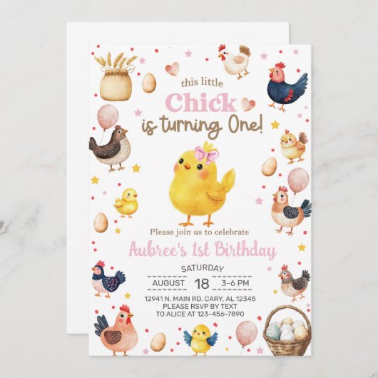 Dit kleine kuiken is het draaien van een meisje 1e kaart (Voorkant / Achterkant)