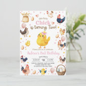 Dit kleine kuiken wordt twee meisjes 2e verjaardag kaart (Staand voorkant)