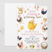 Dit kleine kuiken wordt twee meisjes 2e verjaardag kaart (Voorkant / Achterkant)
