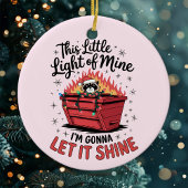 Dit kleine lichte wasbeer vakantie dumpster brand keramisch ornament