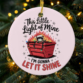 Dit kleine lichte wasbeer vakantie dumpster brand keramisch ornament