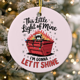 Dit kleine lichte wasbeer vakantie dumpster brand keramisch ornament