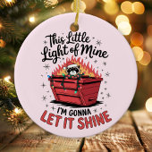 Dit kleine lichte wasbeer vakantie dumpster brand keramisch ornament