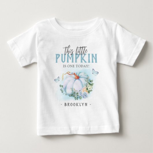 Dit Kleine Pompoen Verjaardag Baby Blauwe T-Shirt (Voorkant)