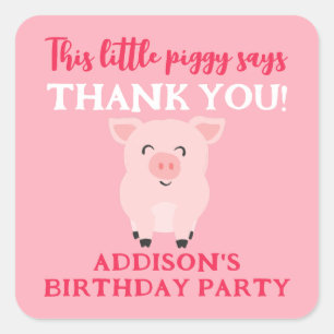 Dit kleine varkentje zegt dankjewel Boerderij Vierkante Sticker