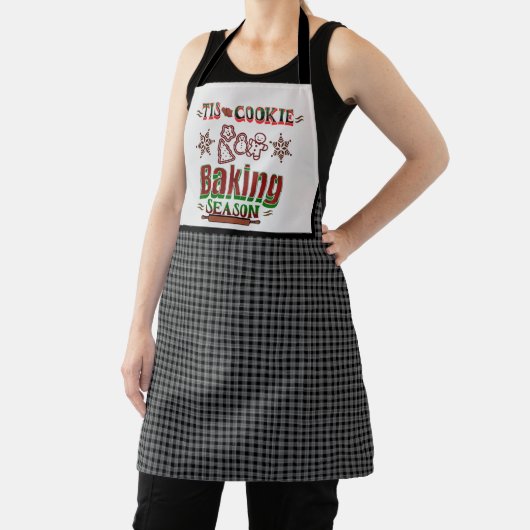 Dit koekjesbakseizoen zwart-wit geruit schort (Insitu)