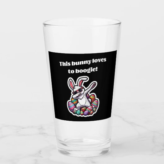 Dit konijn houdt van boogie! glas (Voorkant)