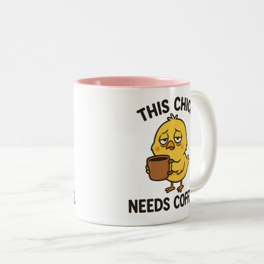 Dit kuiken heeft koffie nodig tweekleurige koffiemok (Voorkant rechts)