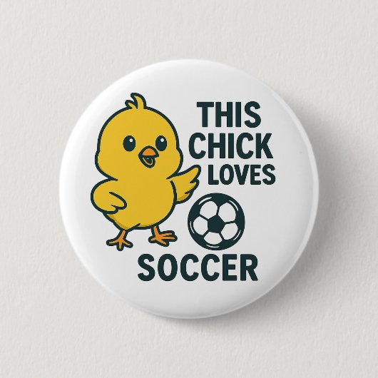 Dit kuiken houdt van voetbal ronde button 5,7 cm (Voorkant)
