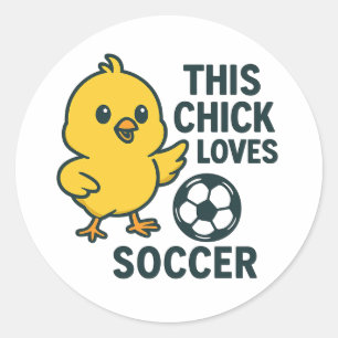 Dit kuiken houdt van voetbal ronde sticker
